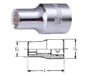 Головка торц. кор. 12-гр. 1/2" // Hans